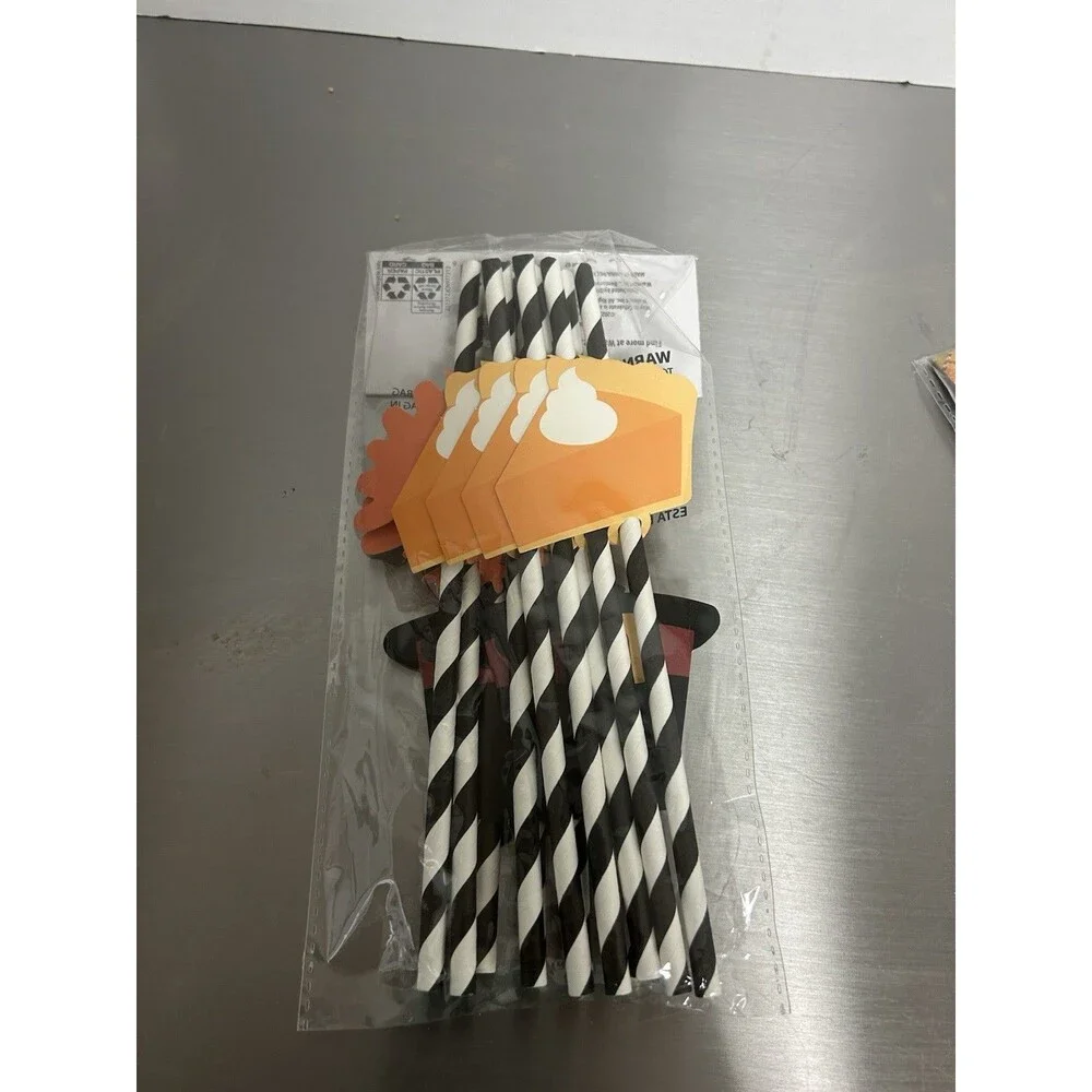 Thanksgiving Table Buffet Decorating Kit and Straws with Attachments